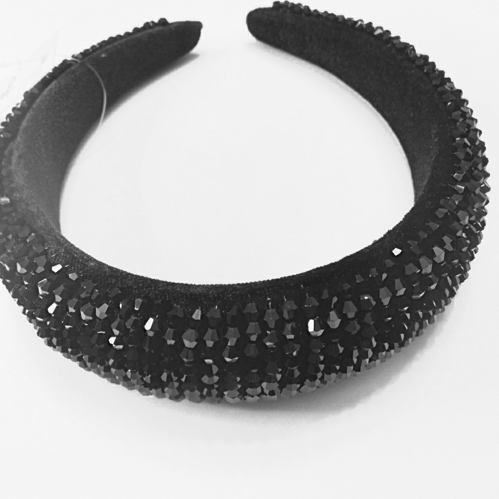Black 1.5" Beaded Dressy  Head Band